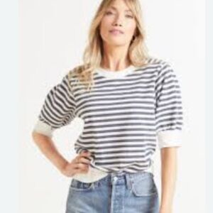 Evereve Navy and White Striped Top